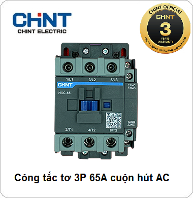 Công tắc tơ NXC CHINT 3P 65A 380VAC, 220VAC
